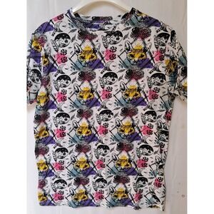 Super Massive Mens All Over Print Cat Graphic T-Shirt White Medium Geometric Tee